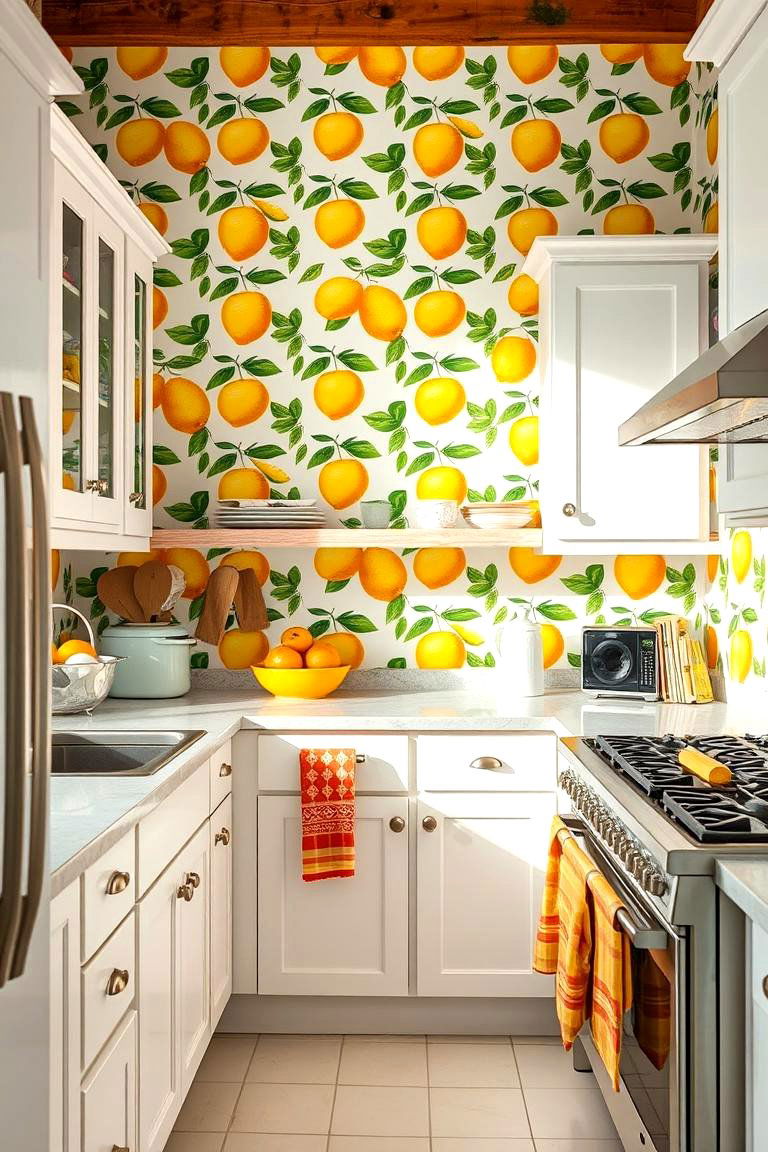 Refreshing Citrus Fruit Zest - 24 Kitchen Wallpaper Ideas