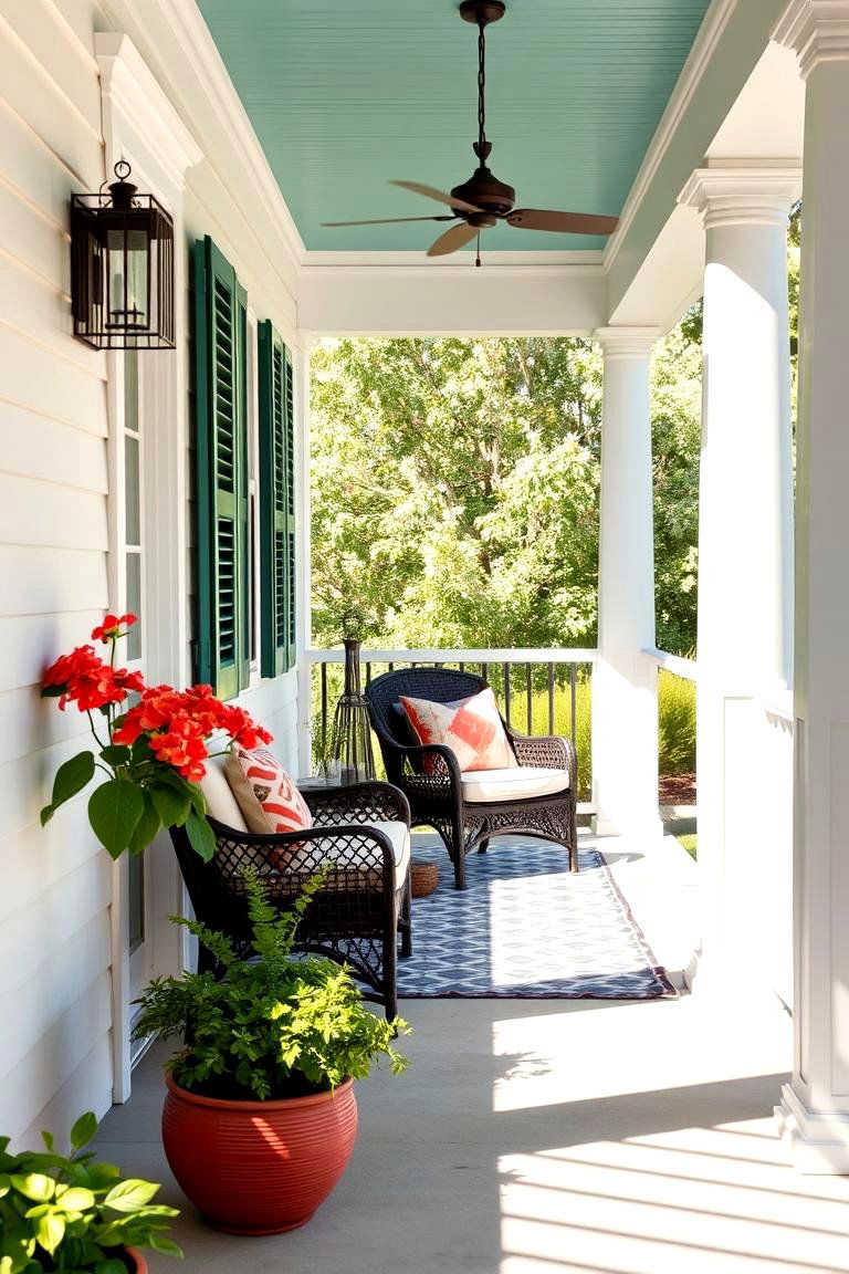 Refreshing Color Palette - 24 Small Porch Ideas