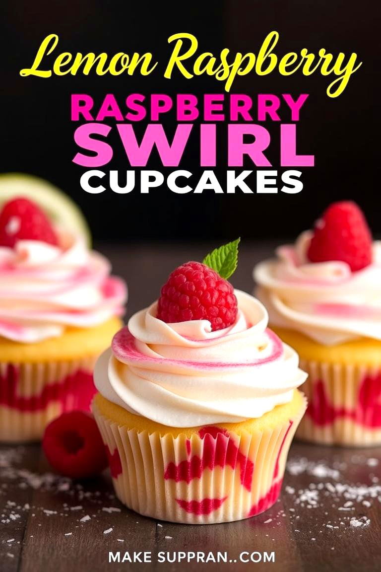 Refreshing Lemon Raspberry Swirl - 24 Wedding Cupcake Ideas