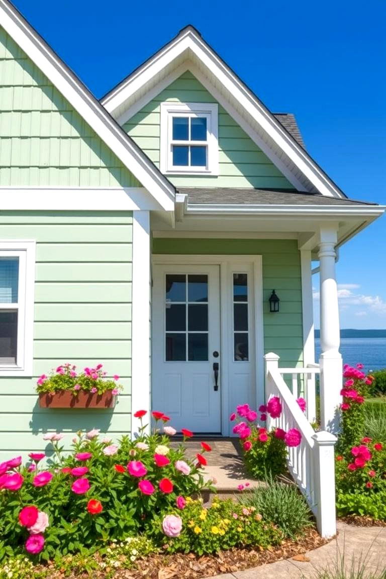 Refreshing Light Green - 24 Lake House Exterior Colors Ideas