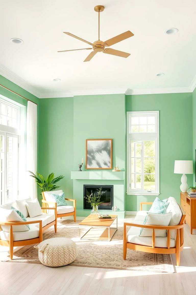 Refreshing Mint Green - 24 Living Room Paint Colors