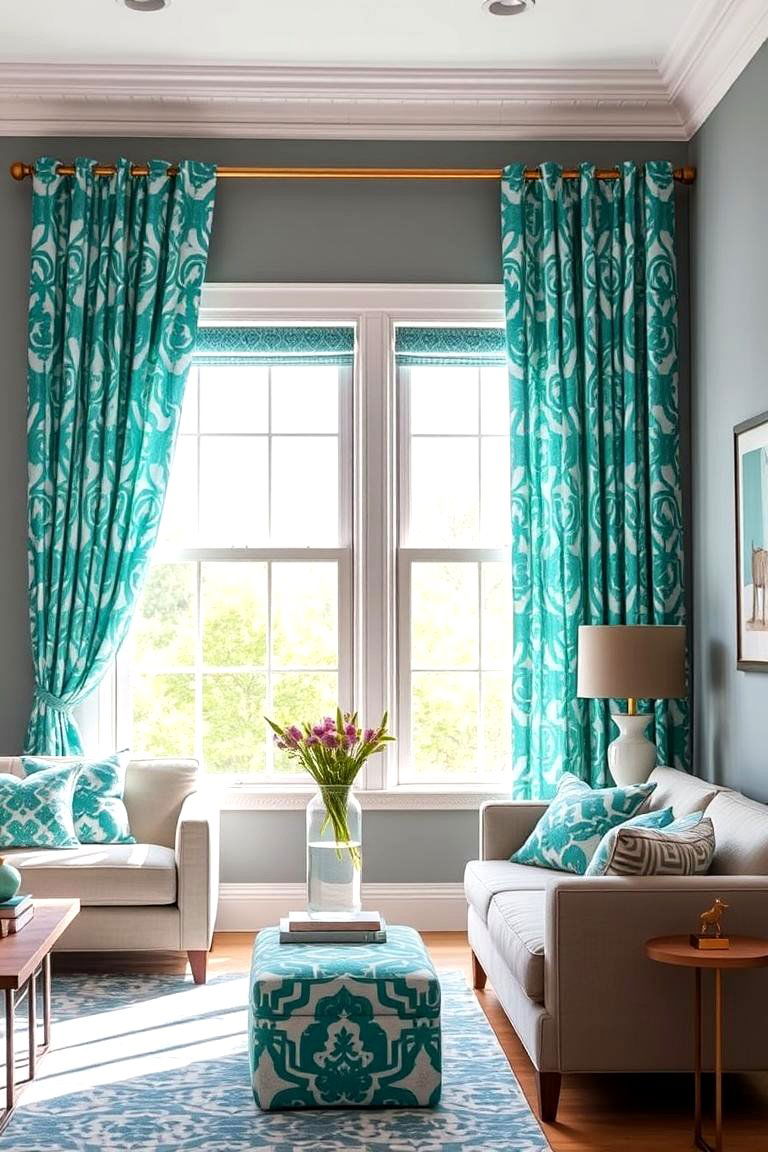 Refreshing Teal Curtains - 24 What Color Curtains Go With Gray Walls