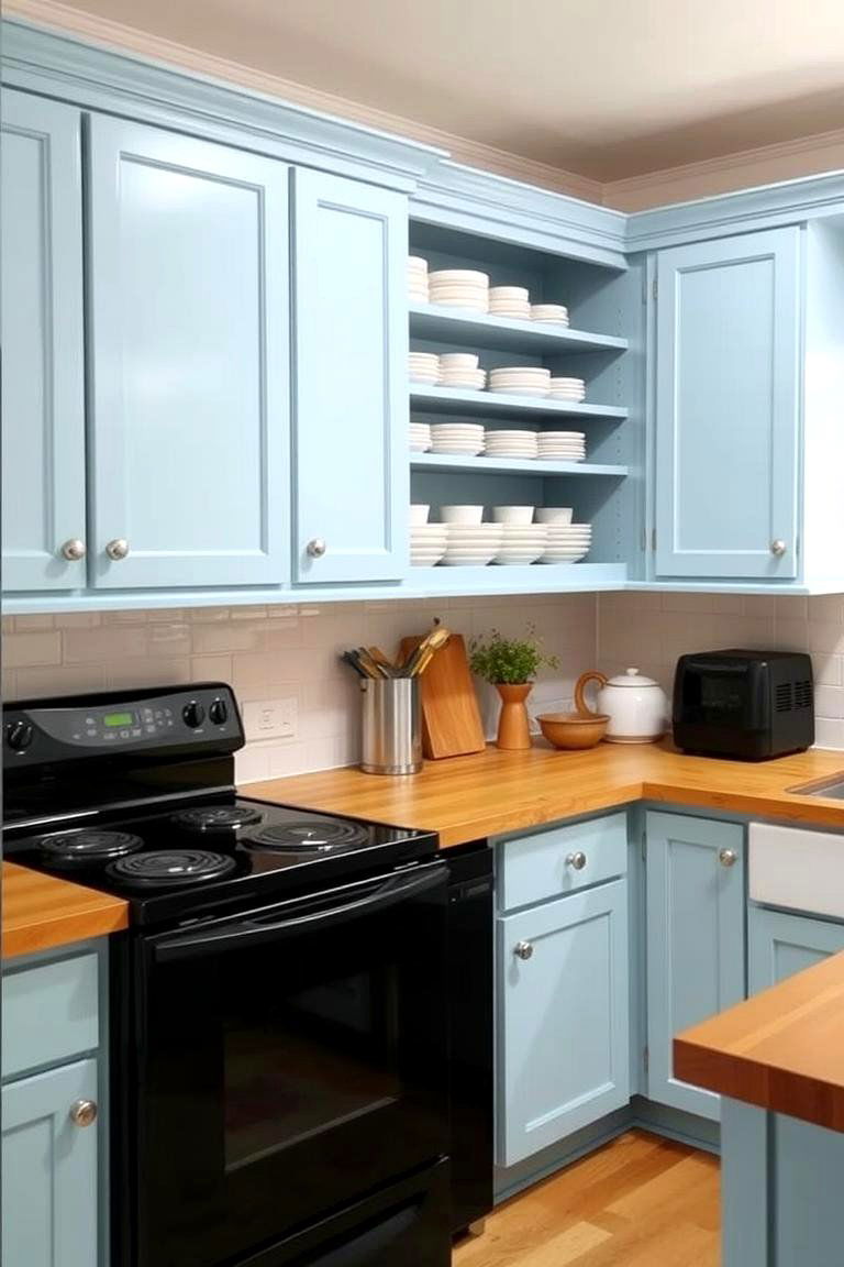 Refreshing Vibrancy of Light Blue Cabinets - 24 What Color Cabinets Go With Black Appliances