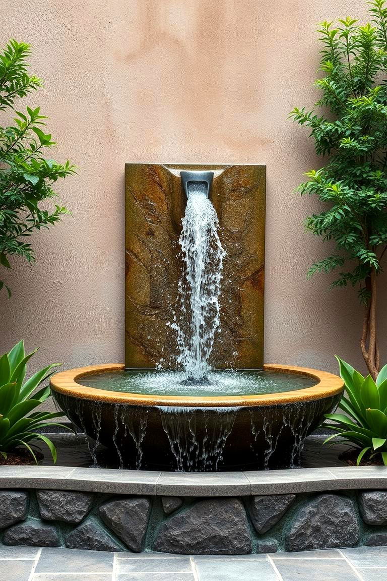 Refreshing Water Fountain Feature - 24 Mediterranean House Exterior Ideas