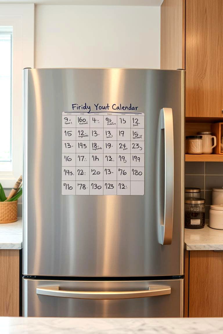 Refrigerator Calendar - 24 Fridge Organization Ideas