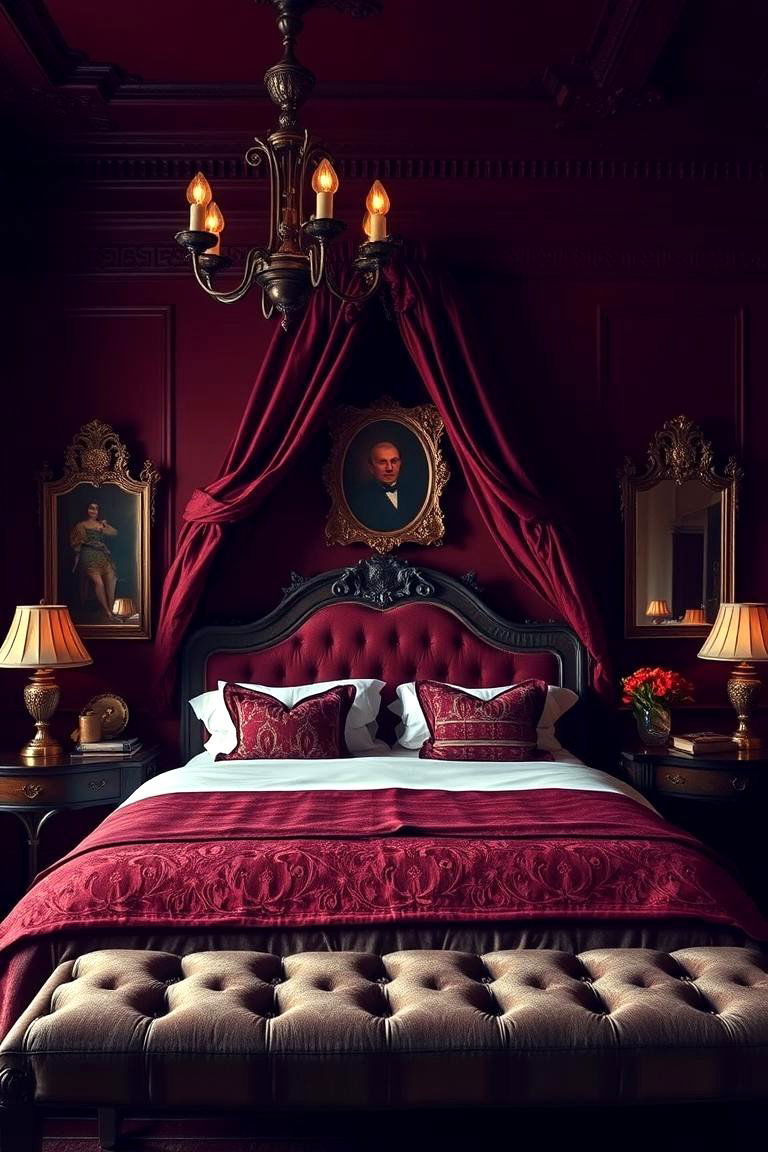 Regal Burgundy Elegance - 24 Bedroom Paint Colors
