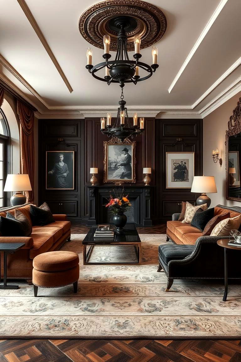 Regal Retreat Living Room - 24 Black and Brown Living Room Ideas