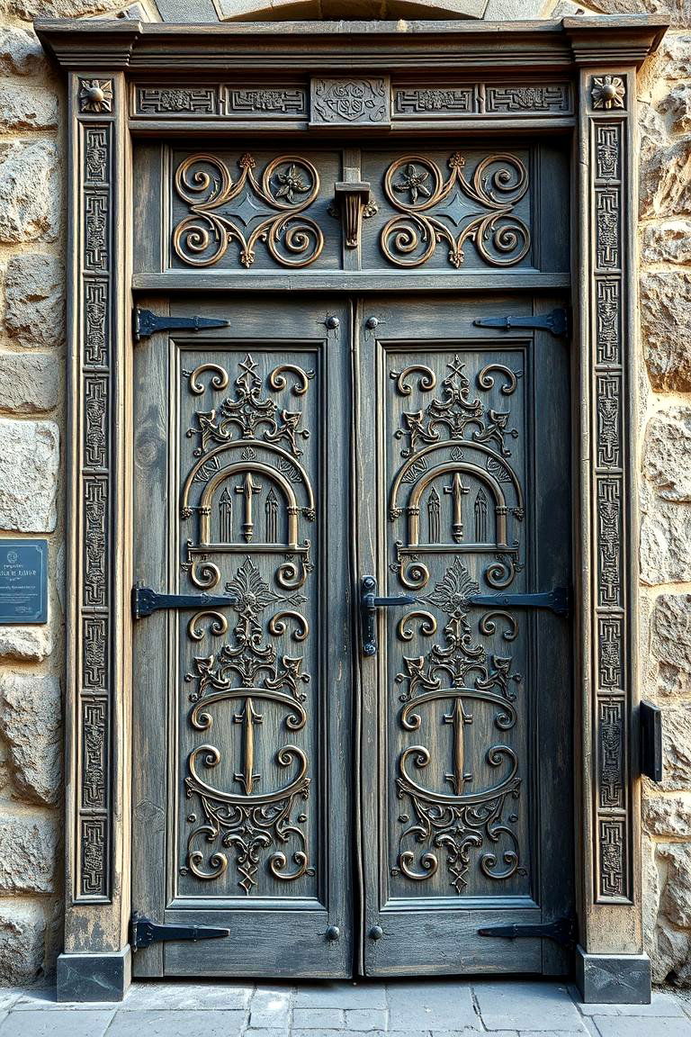 Reinforced Door with Medieval Motifs - 24 Gothic Front Door Ideas