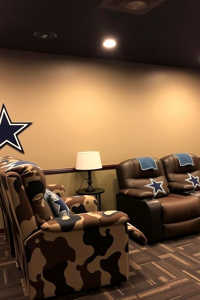 Relaxing Cowboys Lounge Seating - 24 Dallas Cowboys Man Cave Ideas