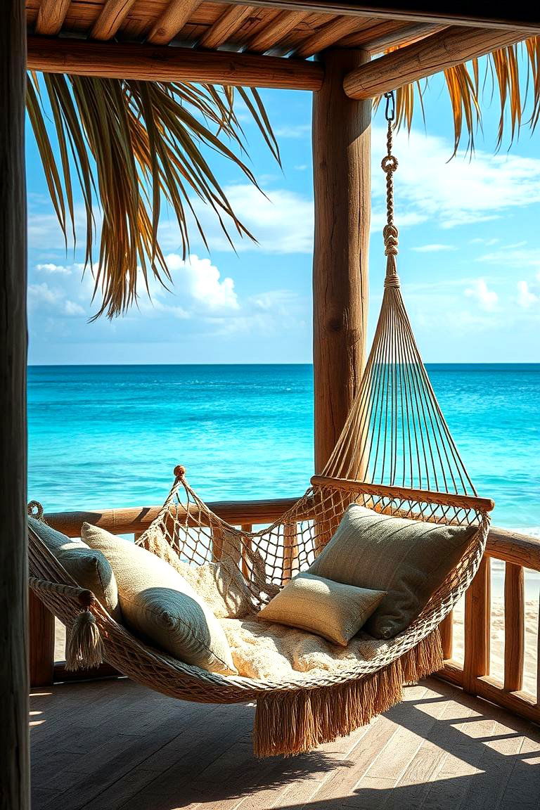 Relaxing Hammock Nook - 24 Boho Beach Bedroom Ideas