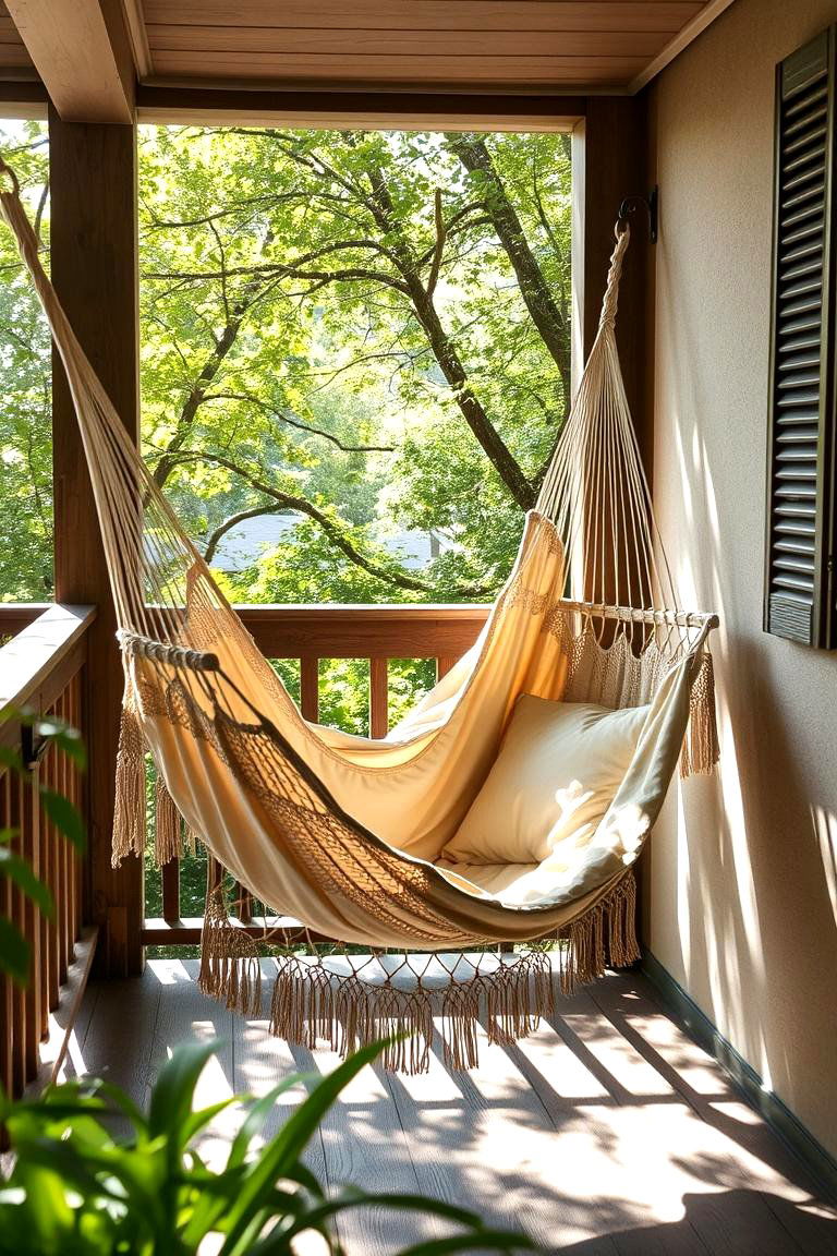 Relaxing Hammock Nook - 24 Raised Ranch Front Porch Ideas