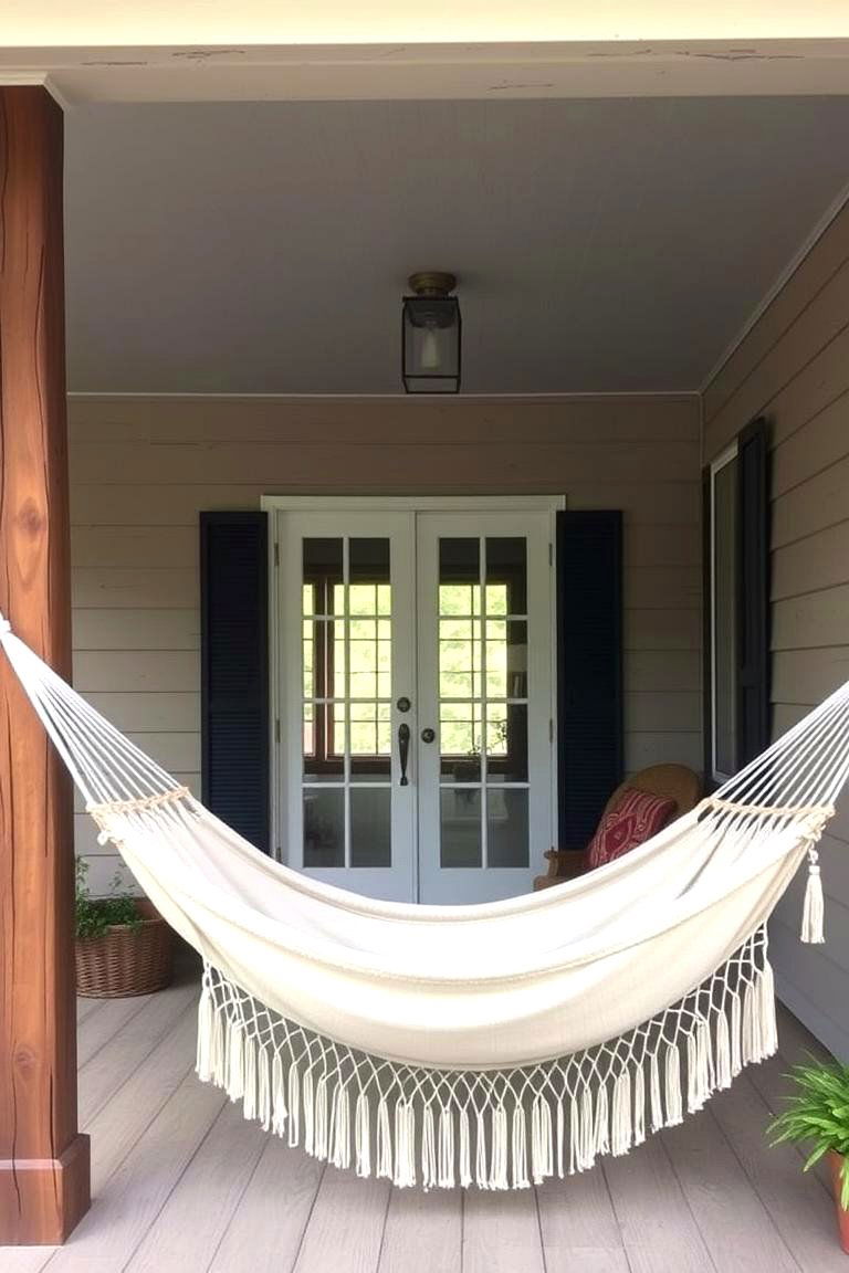 Relaxing Hammock Setup - 24 Rustic Front Porch Ideas