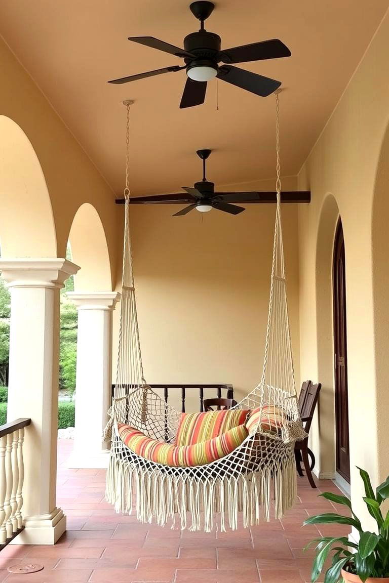 Relaxing Hammock or Swing - 24 spanish style front porch ideas