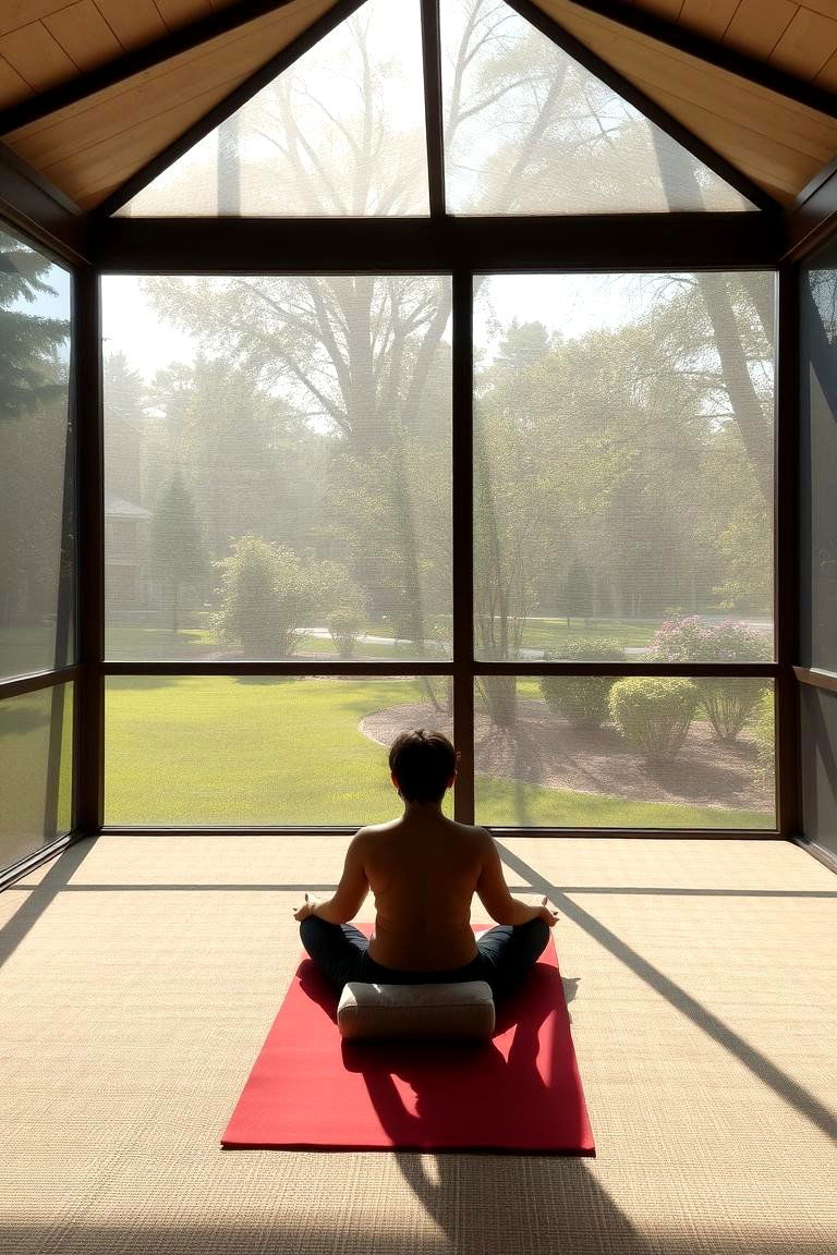 Relaxing Screened in Yoga and Meditation Space - 24 Screened-in Deck Ideas