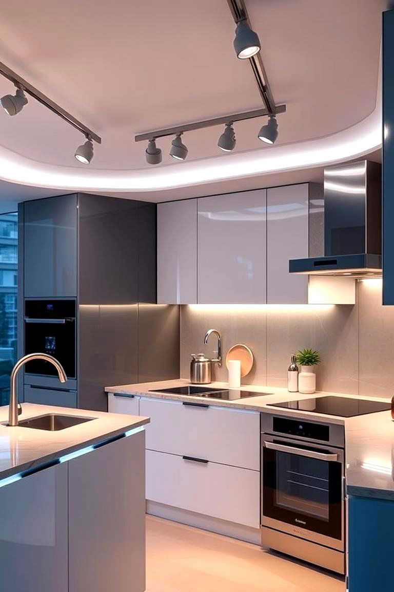 Remote Controlled Convenience - 24 Kitchen Track Lighting Ideas