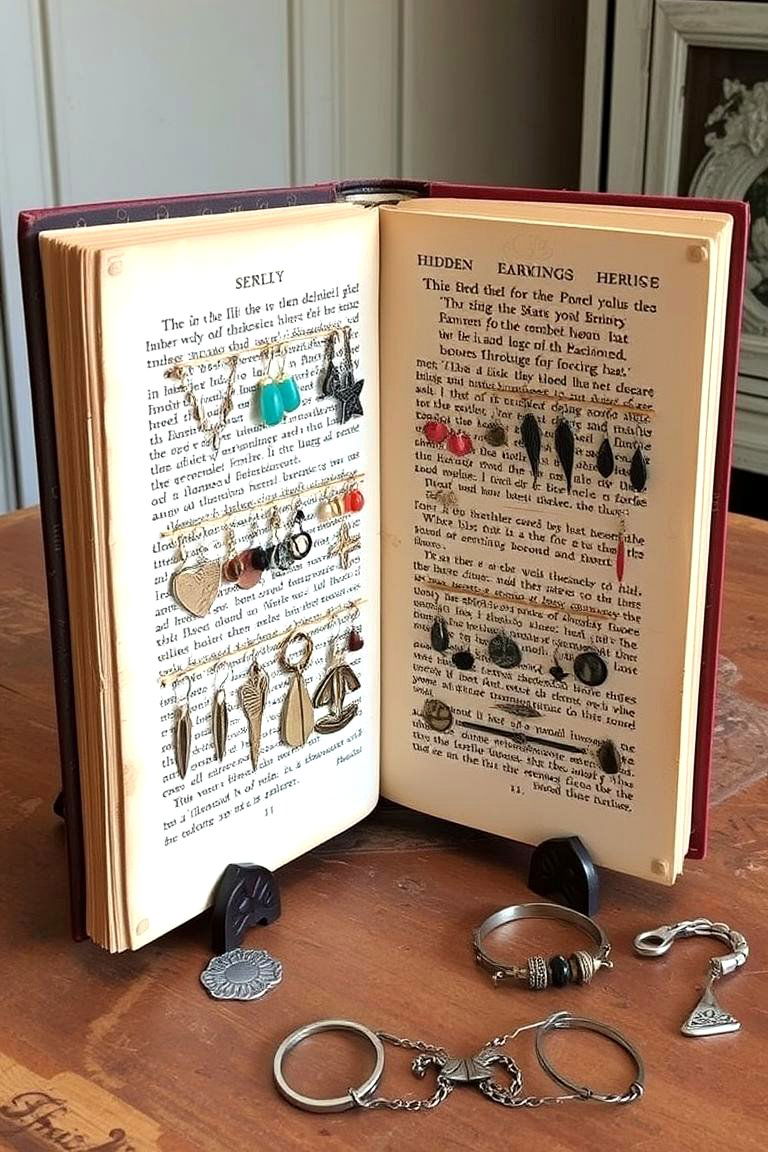 Repurposed Book Jewelry Holder - 24 Earring Storage Ideas
