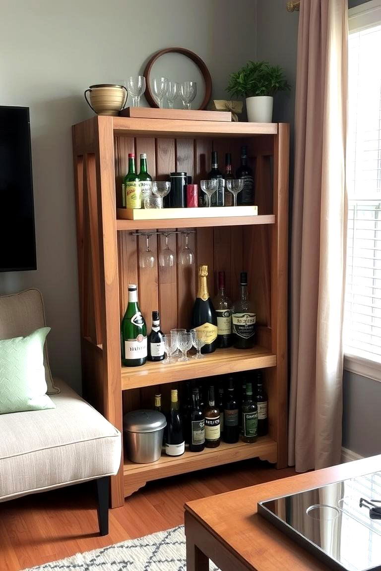 Repurposed Bookshelf Bar - 24 Home Bar Ideas On A Budget