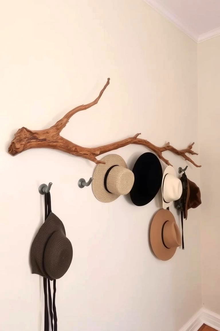 Repurposed Branch Hat Rack - 24 Hat Rack Ideas