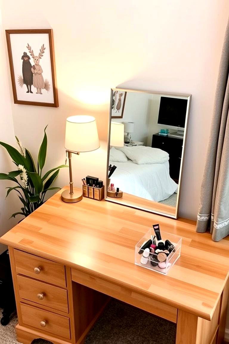 Repurposed Desk as a Vanity - 24 Makeup Vanity Ideas