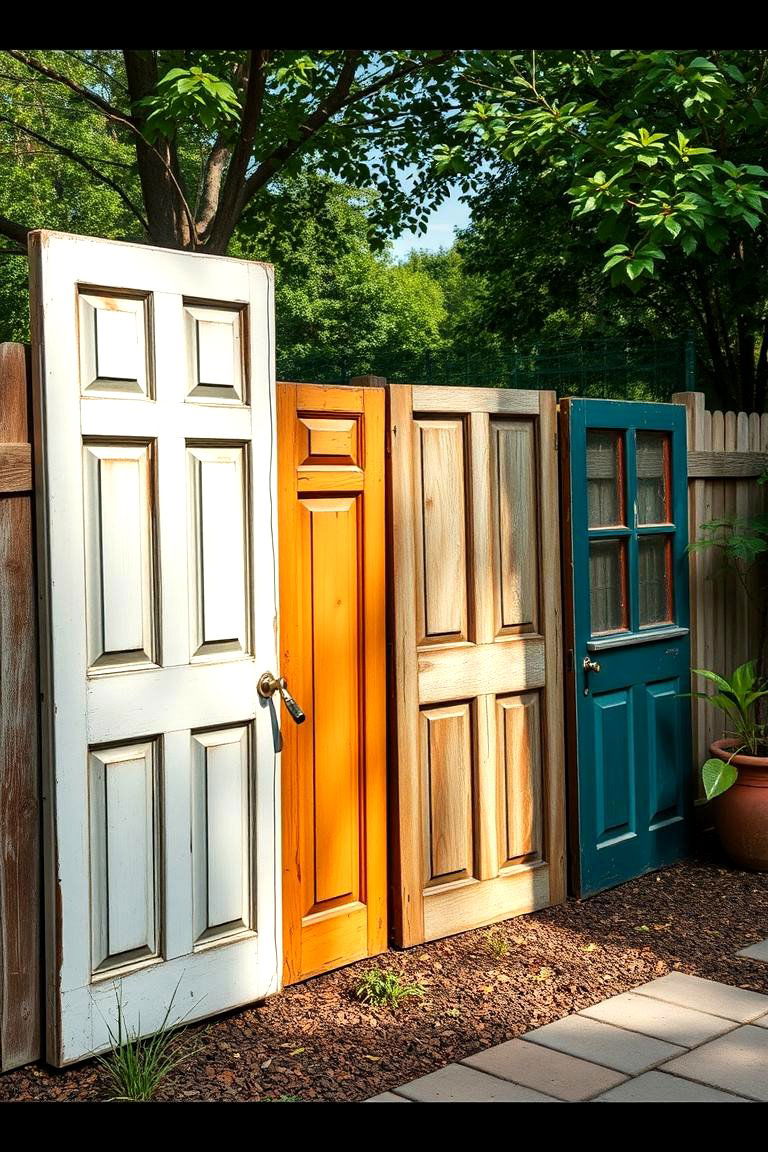 Repurposed Door Fence - 24 Ideas Cheap Ways to Block Neighbors View
