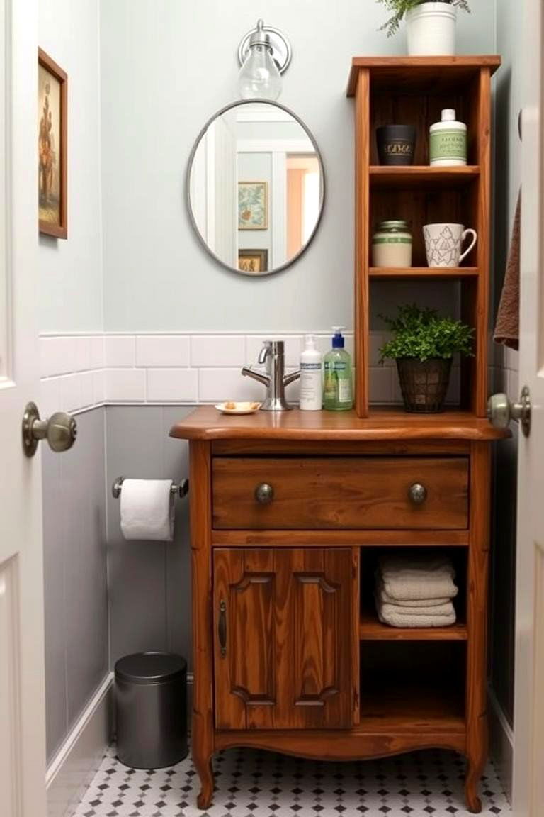 Repurposed Furniture as Shelving - 24 Small Bathroom Shelving Ideas