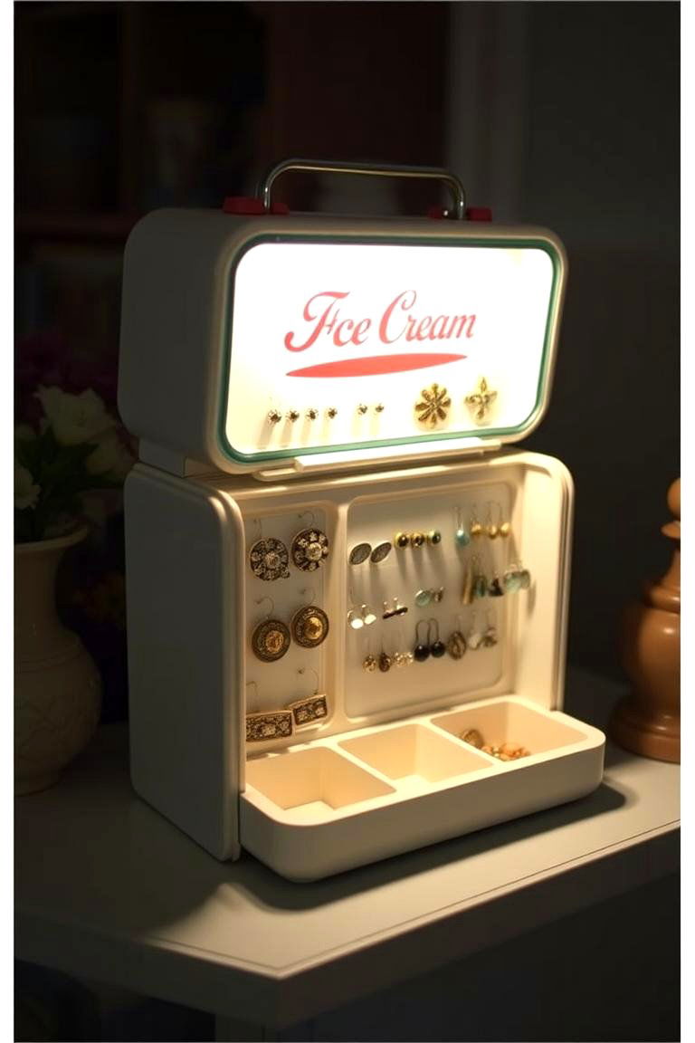 Repurposed Ice Cream Container Organizer - 24 Earring Storage Ideas
