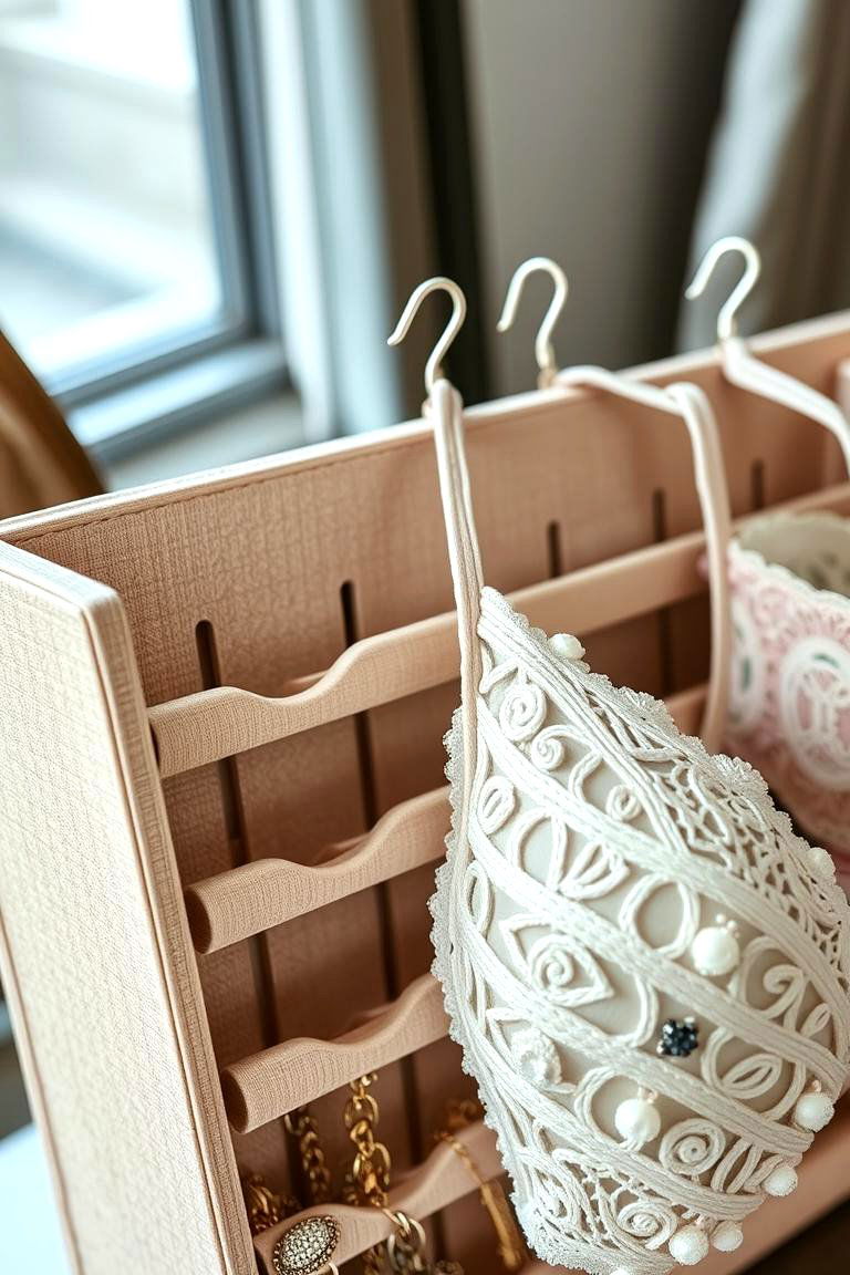 Repurposed Jewelry Organizer for Bras - 24 Bra Storage Ideas