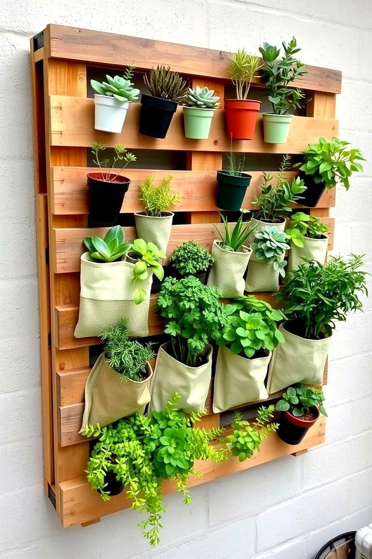 Repurposed Pallet Wall Garden - 24 Indoor Plant Wall Ideas