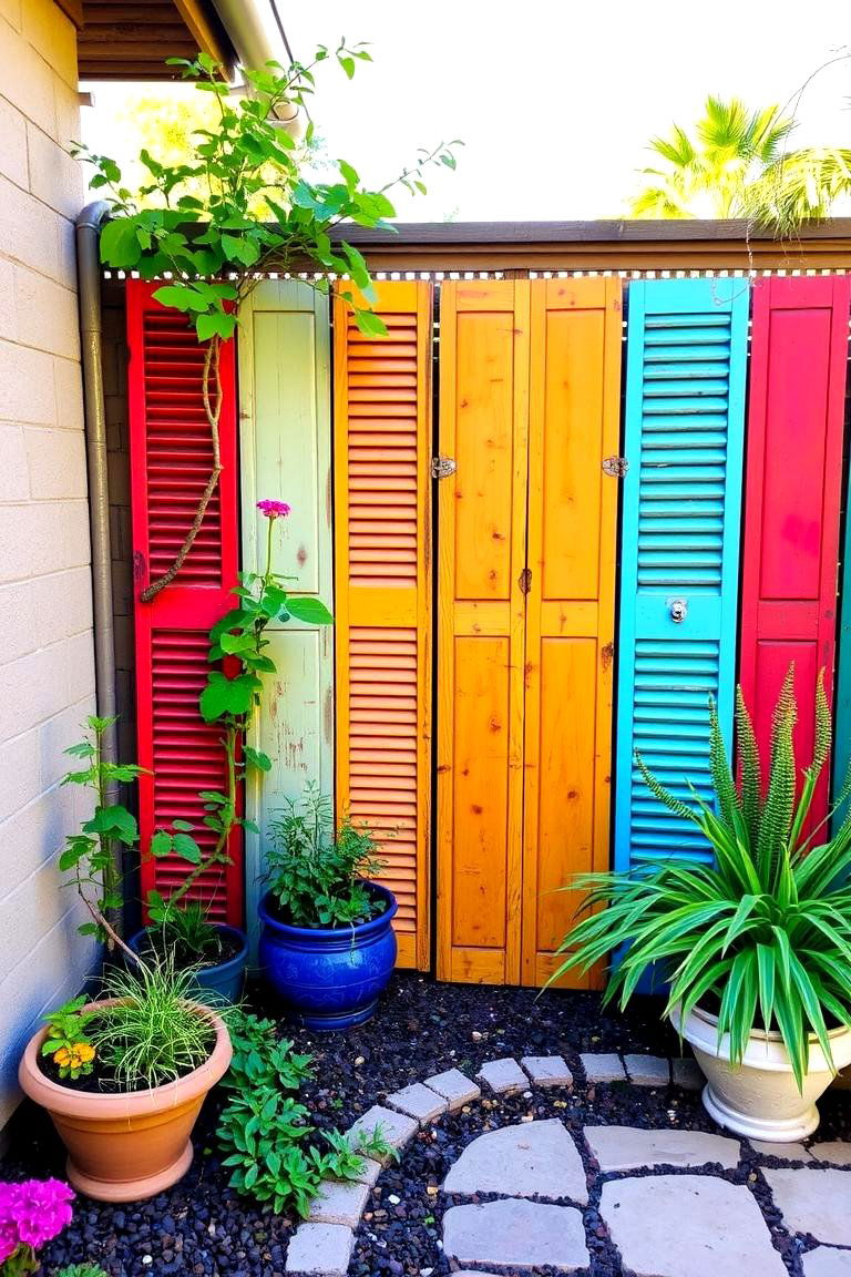 Repurposed Shutters or Doors - 24 Outdoor Privacy Screen Ideas
