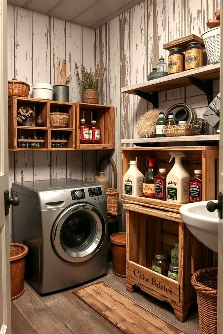 Repurposed Vintage Crates as Storage Solutions - 24 Laundry Detergent Storage Ideas