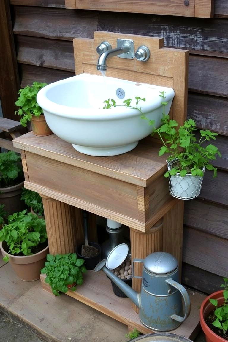 Repurposed Vintage Sink Station - 24 outdoor sink ideas