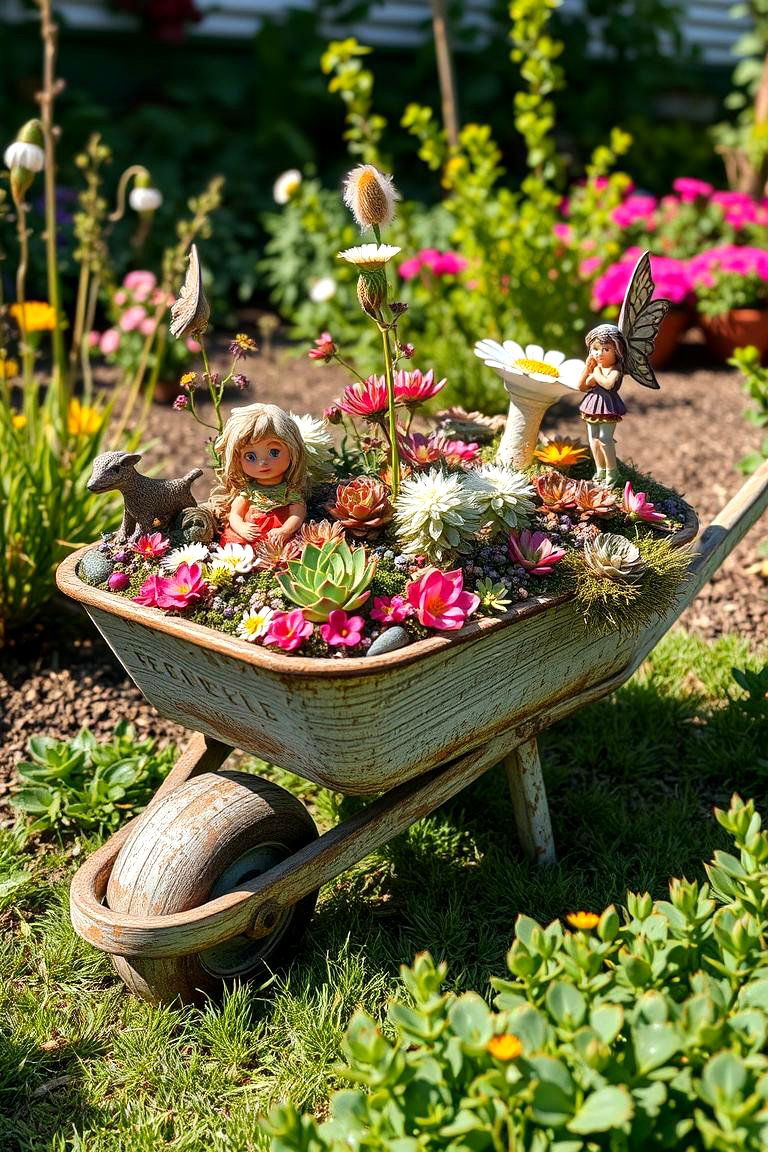 Repurposed Wheelbarrow Garden - 24 Fall Bedroom Decor Ideas