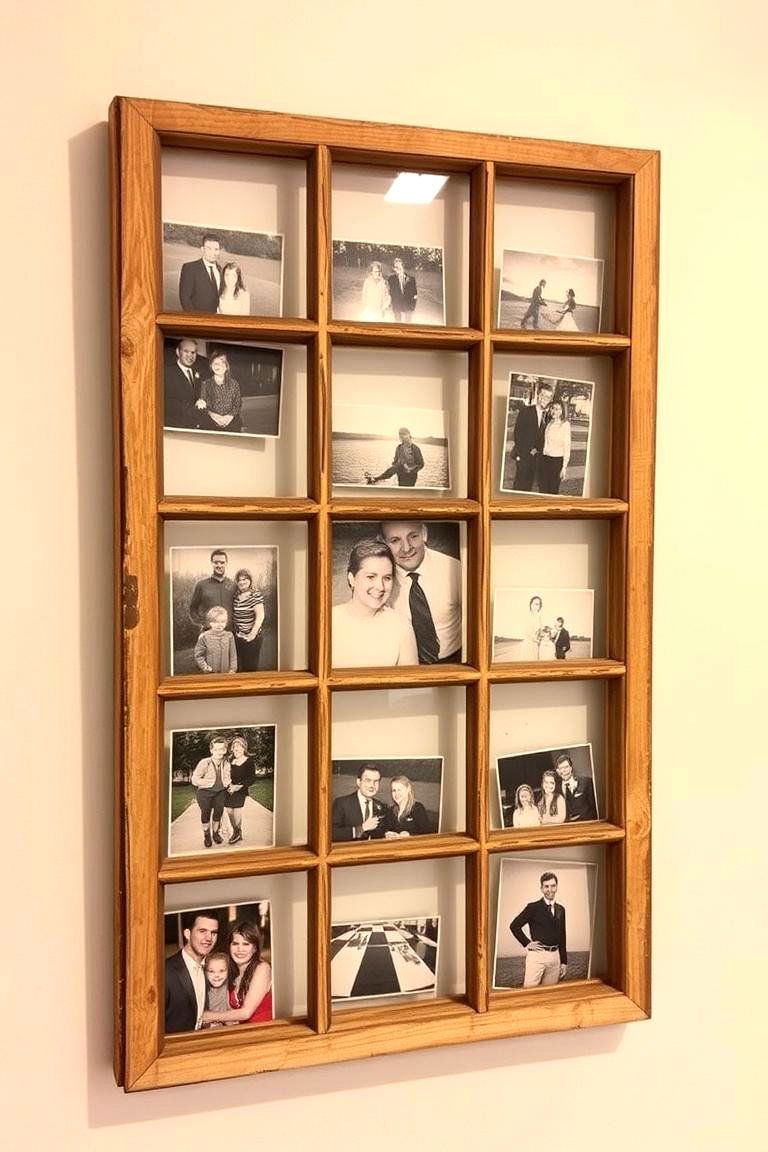 Repurposed Window Frame Display - 24 Photo Display Ideas