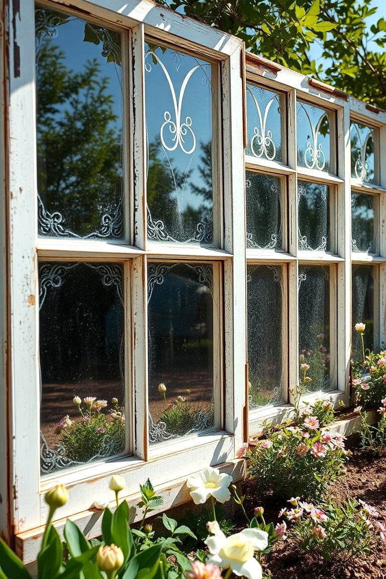 Repurposed Window Frame Edging - 24 Recycled Garden Edging Ideas