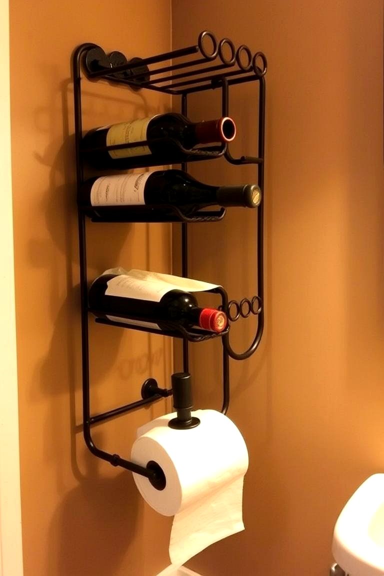 Repurposed Wine Rack - 24 Toilet Paper Storage Ideas