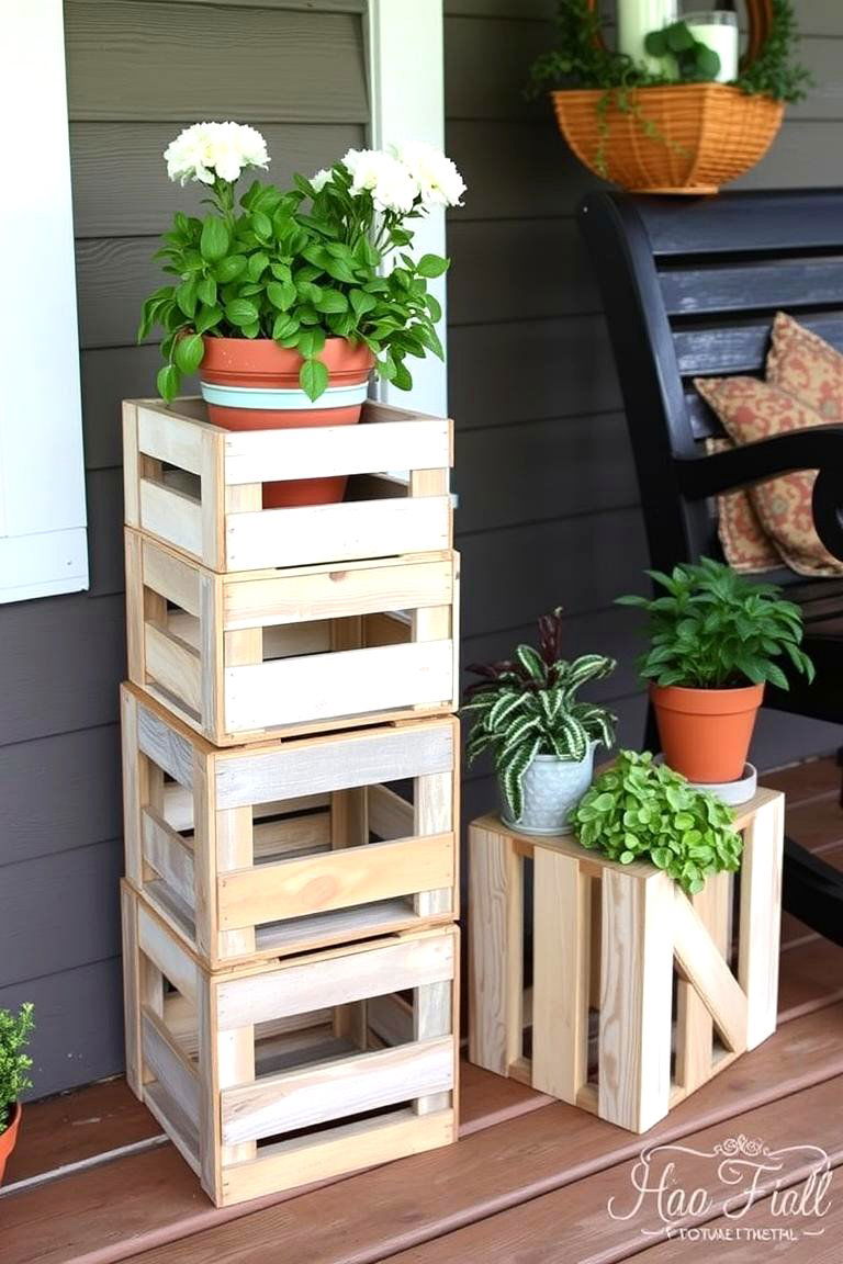 Repurposed Wooden Crates - 24 Rustic Front Porch Ideas