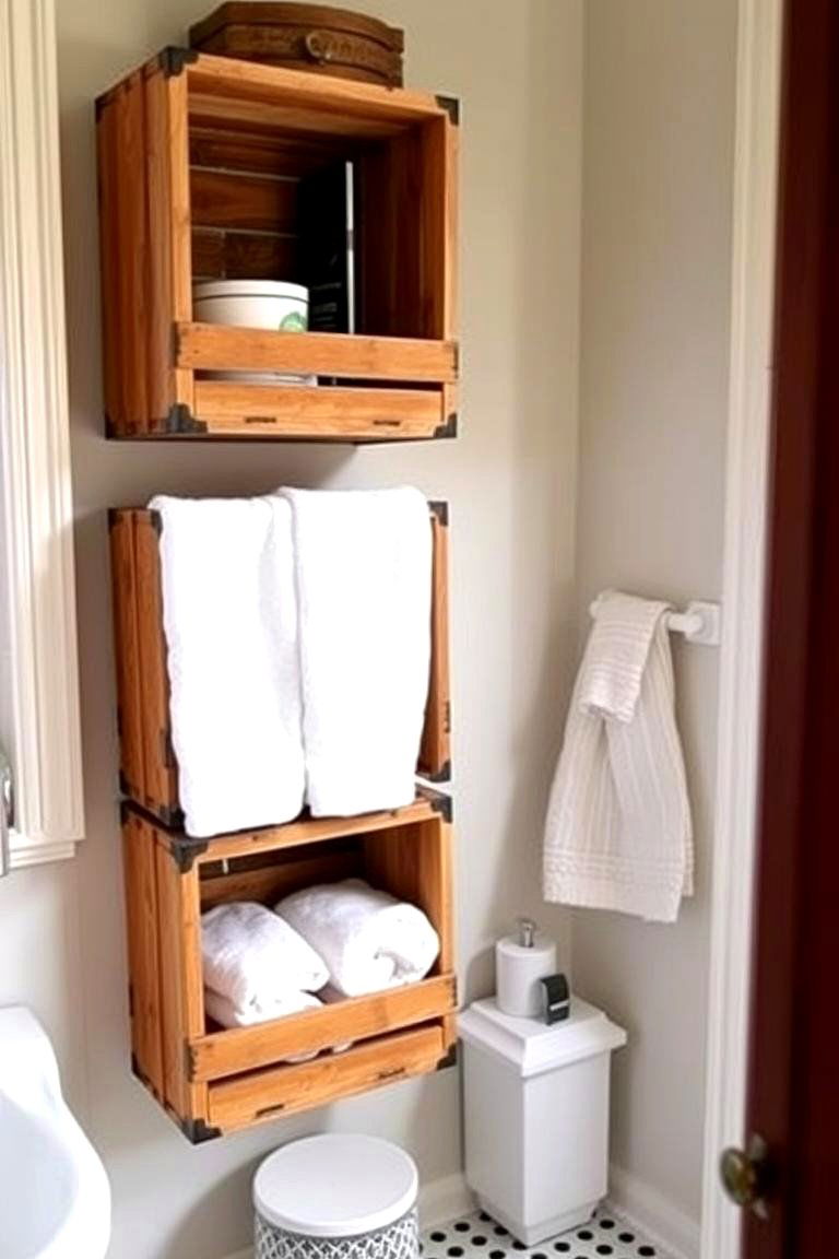 Repurposed Wooden Crates - 24 Bathroom Wall Storage Ideas