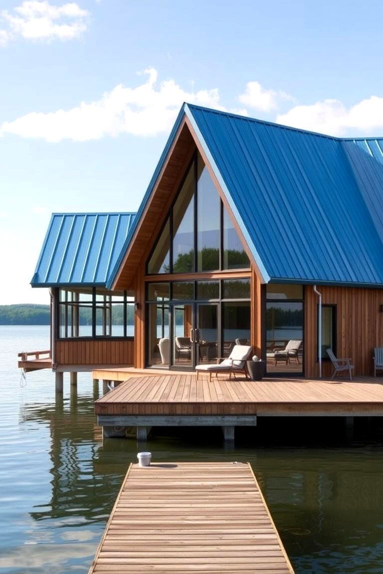 Resistance to Moss and Algae Growth - 24 houses with blue metal roofs