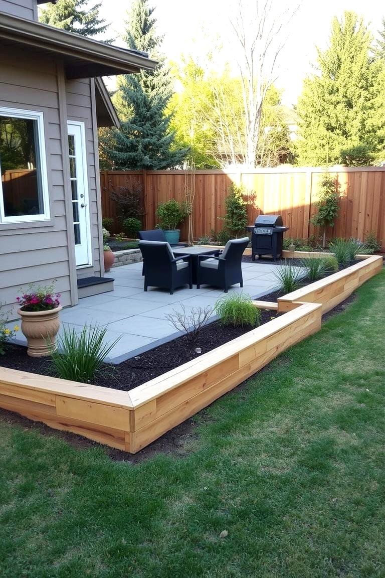Retaining Wall Around a Patio - 24 Wood Retaining Wall Ideas