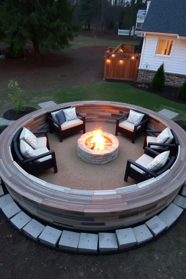 Retaining Wall for a Fire Pit Area - 24 Wood Retaining Wall Ideas