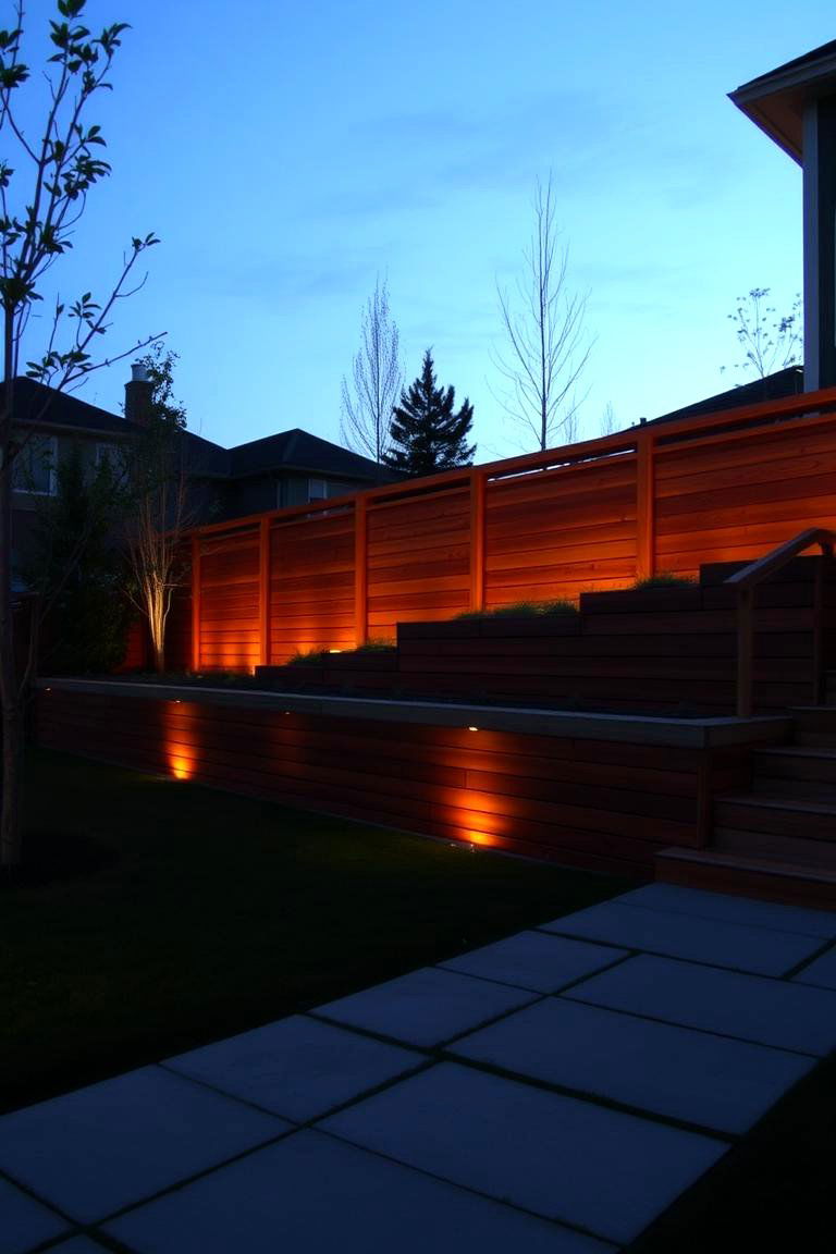 Retaining Wall with Integrated Lighting - 24 Wood Retaining Wall Ideas