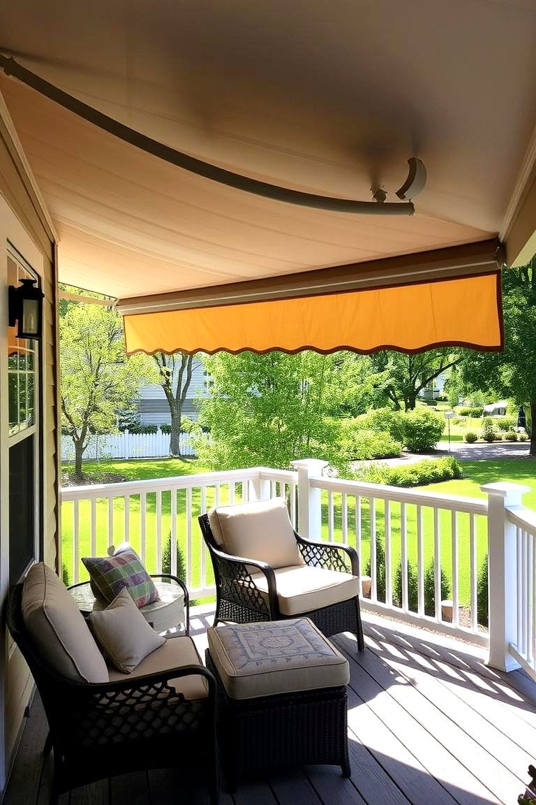 Retractable Awning for Shade - 24 Side Porch Ideas