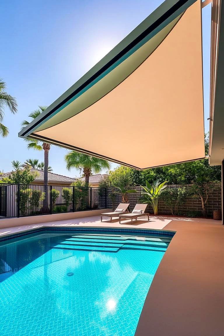 Retractable Awnings for Flexibility - 24 Pool Privacy Ideas
