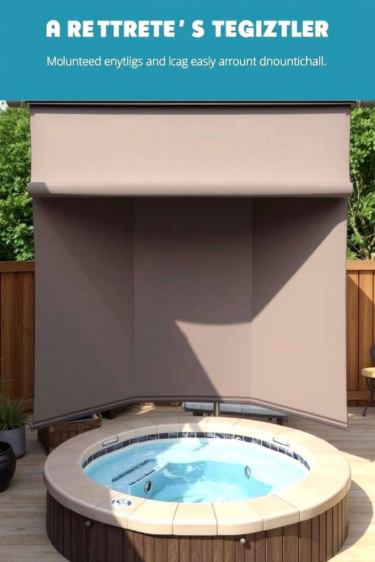 Retractable Privacy Screen for Quick Adjustment - 24 Backyard Hot Tub Privacy Ideas
