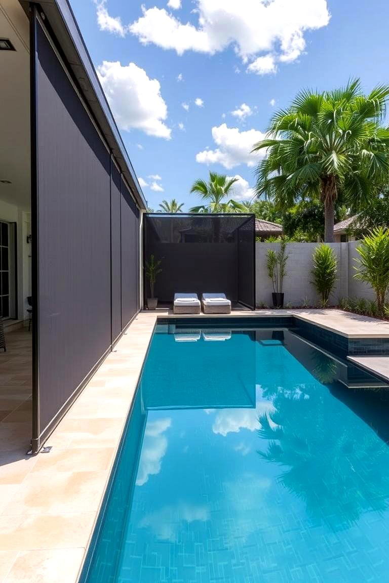 Retractable Privacy Screens for Adaptive Design - 24 Pool Privacy Ideas