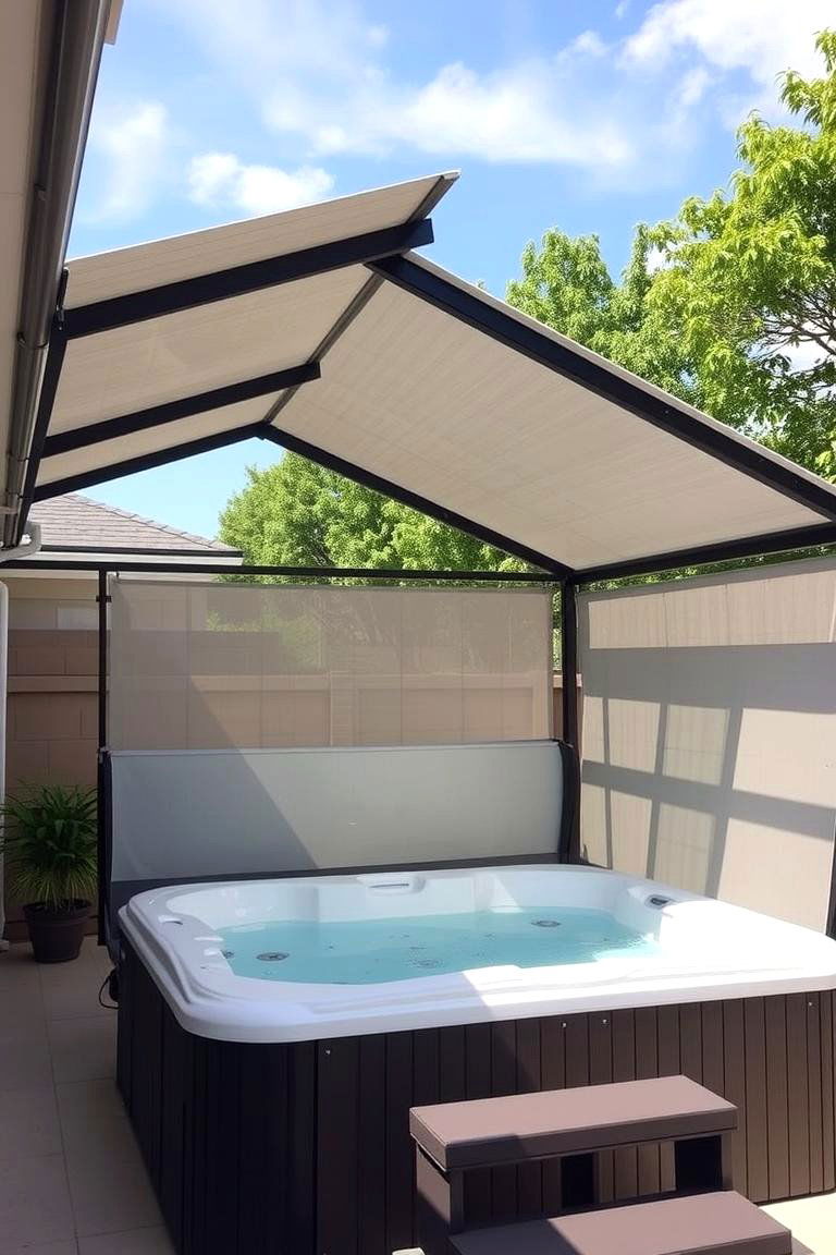 Retractable Roof for Versatile Privacy - 24 Backyard Hot Tub Privacy Ideas