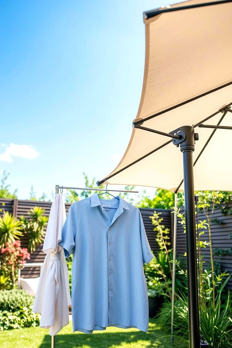 Retractable Umbrella Clothesline - 24 Outdoor Clothesline Ideas