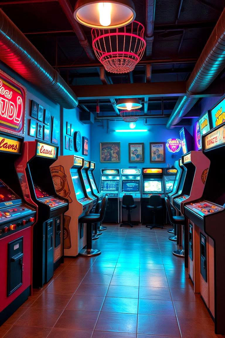 Retro Arcade Haven - 24 Basement Game Room Ideas