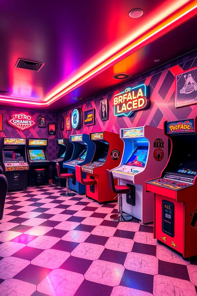 Retro Arcade Lounge - 24 Man Cave Living Room Ideas