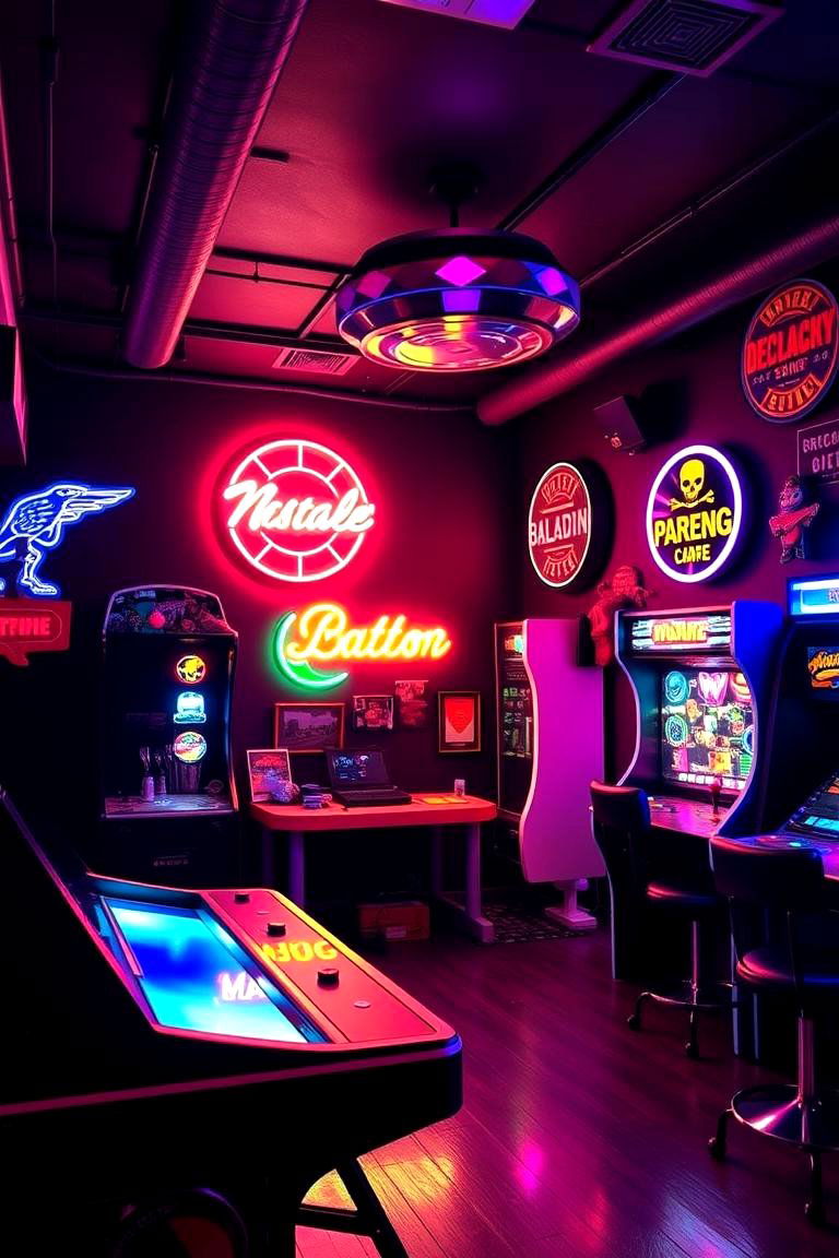 Retro Arcade Revival - 24 Black Gaming Room Ideas